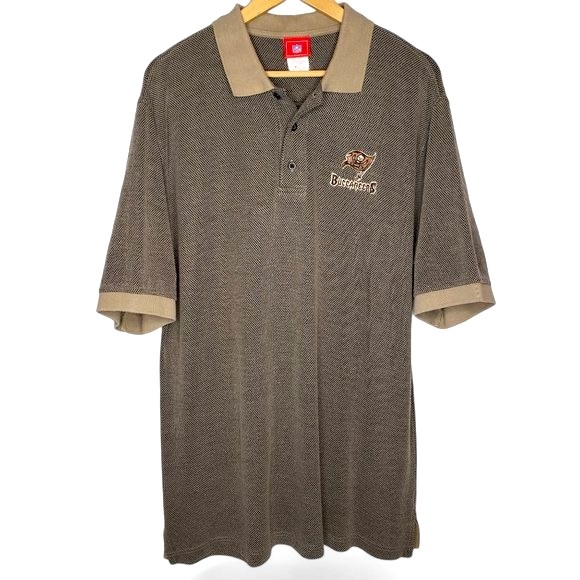 Vintage NFL Tampa Bay Buccaneers Micro Check Knit Polo Shirt XL - Picture 1 of 7